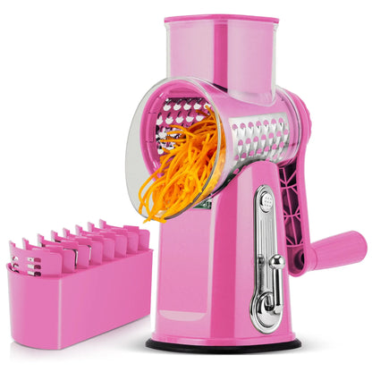 Rotary Grater | 5 Exquisitely Designed Blades in Different Shapes + Heavy-Duty Suction Cup Base